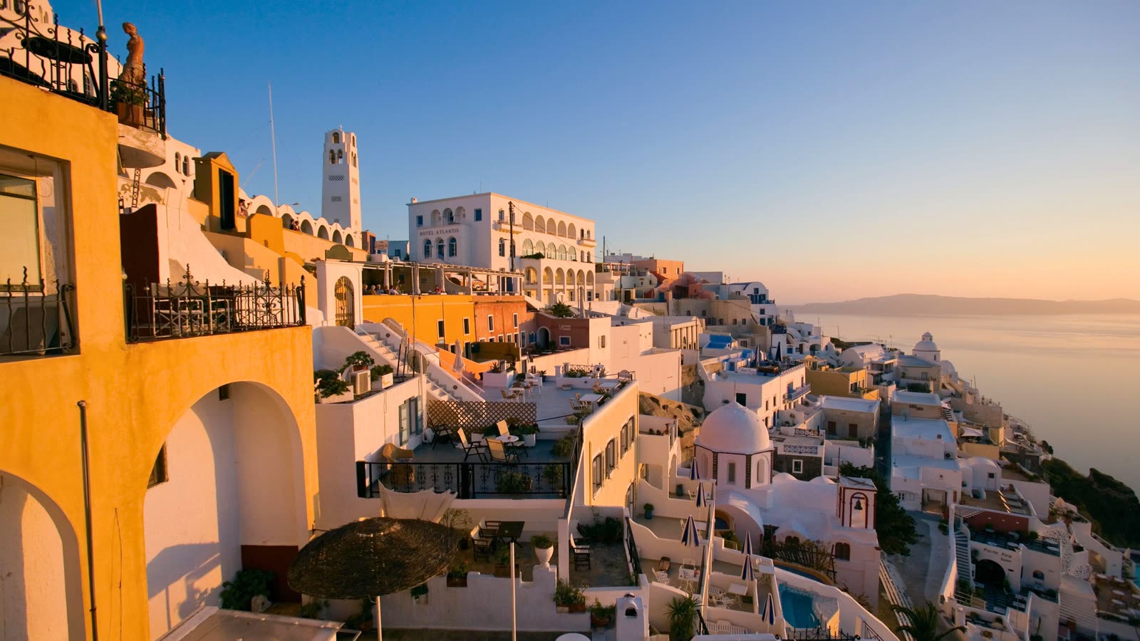 Coastal European village overlooking the sea